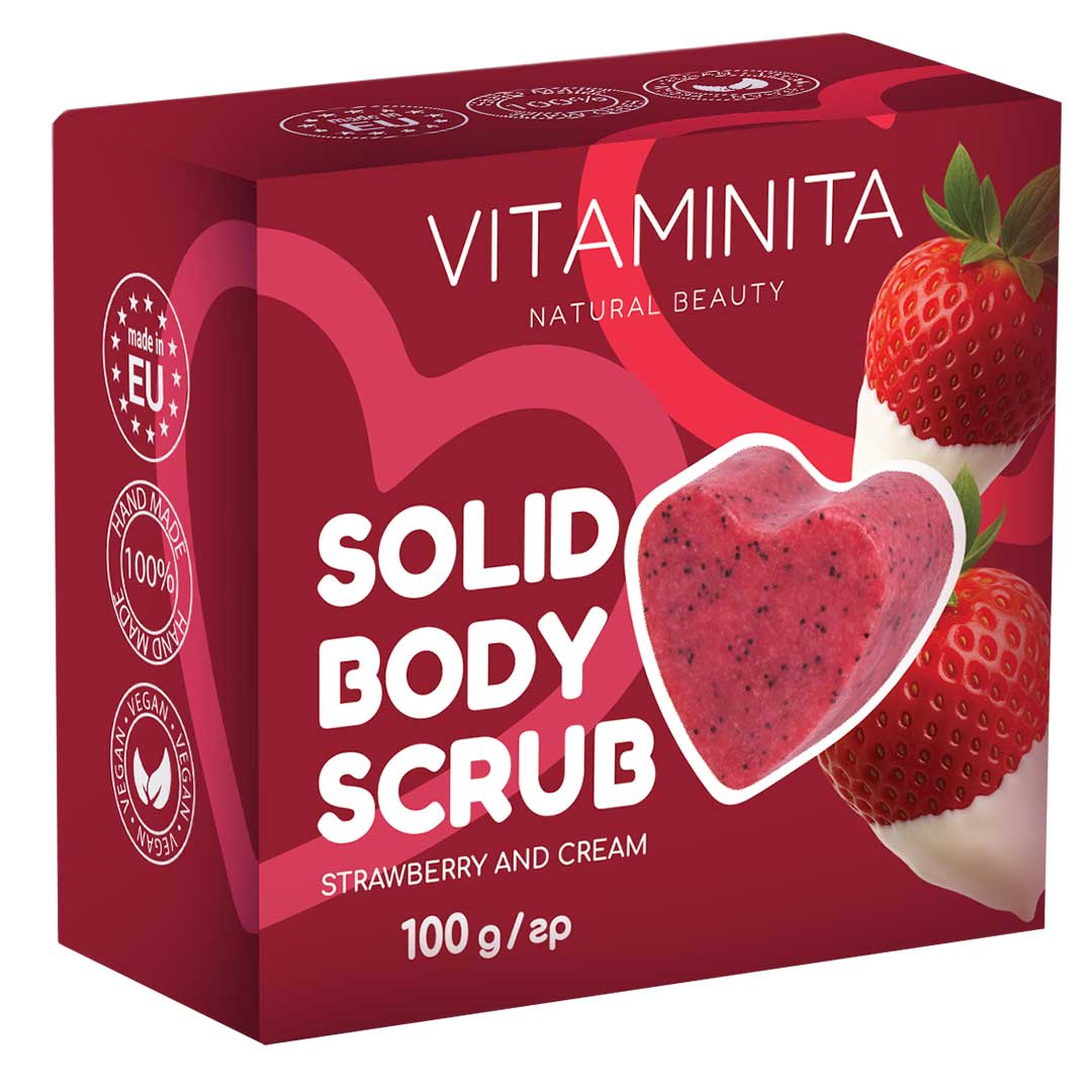 Festes Körperpeeling Erdbeere & Sahne